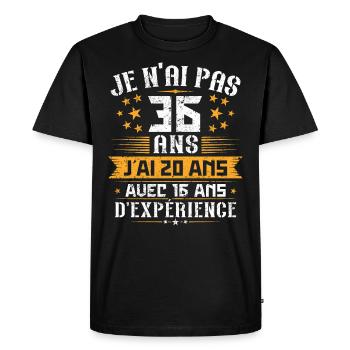 Je n'ai pas 36 ans, Cadeau d'anniversaire 36 ans - T-shirt Premium bio Homme - noir - Devant - Nico (187cm)