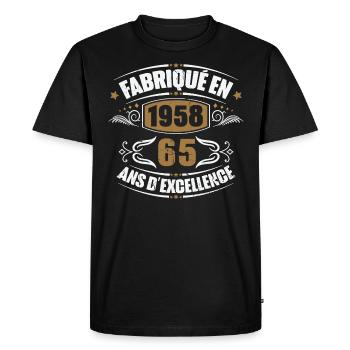 Birthday gift 65 years, Made in 1958 - Men's Premium Organic T-Shirt - black - Front - Nico (187cm)