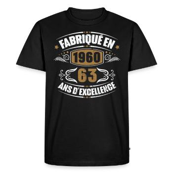 Cadeau d'anniversaire 63 ans, Fabriqué en 1960 - T-shirt Premium bio Homme - noir - Devant - Nico (187cm)