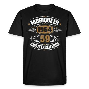 Cadeau d'anniversaire 59 ans, Fabriqué en 1964 - T-shirt Premium bio Homme - noir - Devant - Nico (187cm)