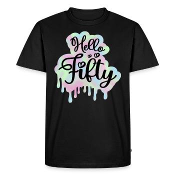 Célébrer 50ème Anniversaire Femme 50 Ans Tie Dye - T-shirt Premium bio Homme - noir - Devant - Nico (187cm)