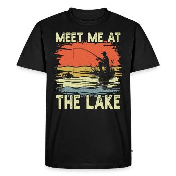 Meet Me at the Lake Retro Fishing Lover - Men's Premium Organic T-Shirt - black - Front - Nico (187cm)