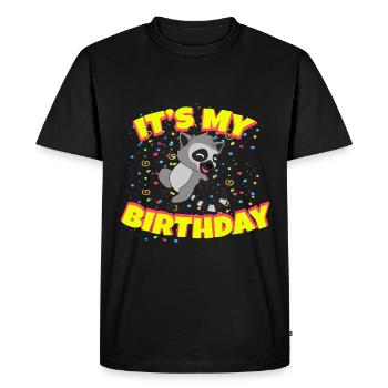 Anniversaire du lémurien - T-shirt Premium bio Homme - noir - Devant - Nico (187cm)