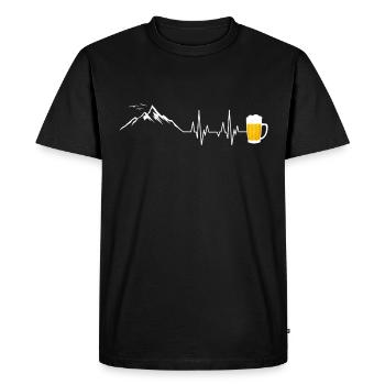 Mountains and beer heartbeat beer jug mountain birds - Men's Premium Organic T-Shirt - black - Front - Nico (187cm)
