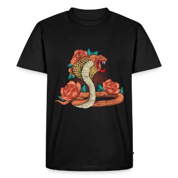 Vintage Roses Snake Gift Reptile Cobra - Men's Premium Organic T-Shirt - black - Front - Nico (187cm)