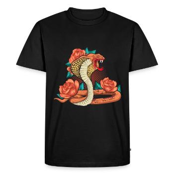 Predator Snake Vintage Roses Gift Cobra - Men's Premium Organic T-Shirt - black - Front - Nico (187cm)