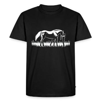 Connected Souls - Un cheval et son cavalier - T-shirt Premium bio Homme - noir - Devant - Nico (187cm)