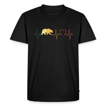 Bear Heartbeat Retro Bear Heart ECG Ours brun - T-shirt Premium bio Homme - noir - Devant - Nico (187cm)