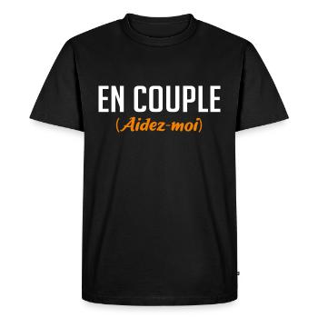 t-shirt en couple aidez moi. Cadeau couple humour - T-shirt Premium bio Homme - noir - Devant - Nico (187cm)