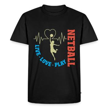 Cadeau de joueur de netball Love Netball - T-shirt Premium bio Homme - noir - Devant - Nico (187cm)