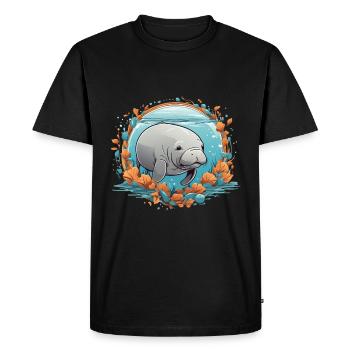 Dugong Mon animal spirituel J’aime les lamantins - T-shirt Premium bio Homme - noir - Devant - Nico (187cm)