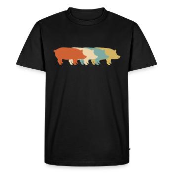 Porc-rétro agriculteur porcin fermier Sau - T-shirt Premium bio Homme - noir - Devant - Nico (187cm)