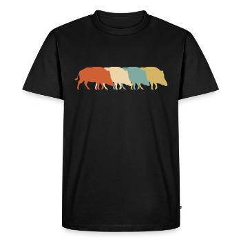 Wildschwein Jäger Wildsau Jagd Keiler Eber Retro - Männer Premium Bio T-Shirt - Schwarz - Vorne - Nico (187cm)