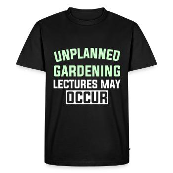 DES CONFÉRENCES DE JARDINAGE IMPRÉVUES PEUVENT AVOIR LIEU - T-shirt Premium bio Homme - noir - Devant - Nico (187cm)