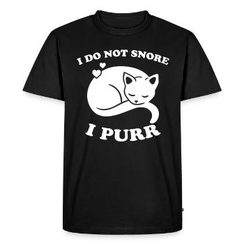 Purring Snoring Funny Saying Cat Gift - Men's Premium Organic T-Shirt - black - Front - Nico (187cm)