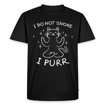 Purring Snoring Funny Saying Cat Gift - Men's Premium Organic T-Shirt - black - Front - Nico (187cm)