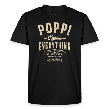 Poppi Knows Everything Funny - Men's Premium Organic T-Shirt - black - Front - Nico (187cm)