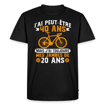 Anniversaire 40 ans pour un cycliste cadeau vélo - T-shirt Premium bio Homme - noir - Devant - Nico (187cm)