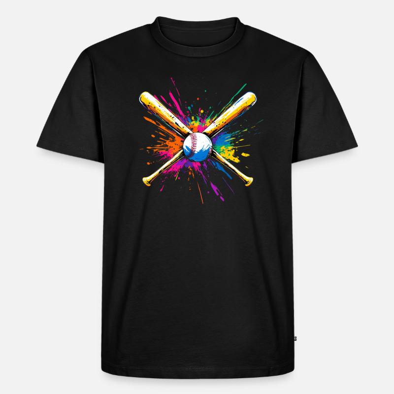 Baseball Schläger Bunt - Männer Premium Bio T-Shirt - Schwarz