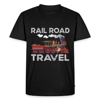 Train Trains Train Lovers Shirt funny Train Shirt Iron - Men's Premium Organic T-Shirt - black - Front - Nico (187cm)