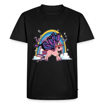 Rainbow Animal Gift Butterfly Unicorn - Men's Premium Organic T-Shirt - black - Front - Nico (187cm)