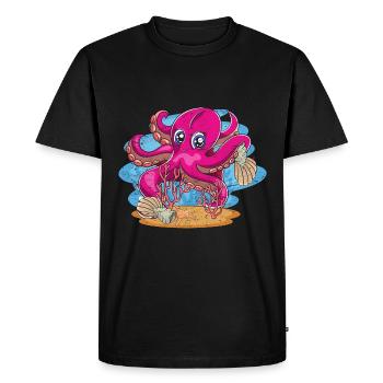 Cute Octopus Ocean Animal Lover Gift Octopus - Men's Premium Organic T-Shirt - black - Front - Nico (187cm)