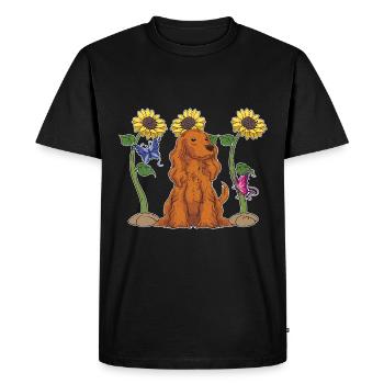 Pet Dog Gift Sunflower Cocker Spaniel - Men's Premium Organic T-Shirt - black - Front - Nico (187cm)