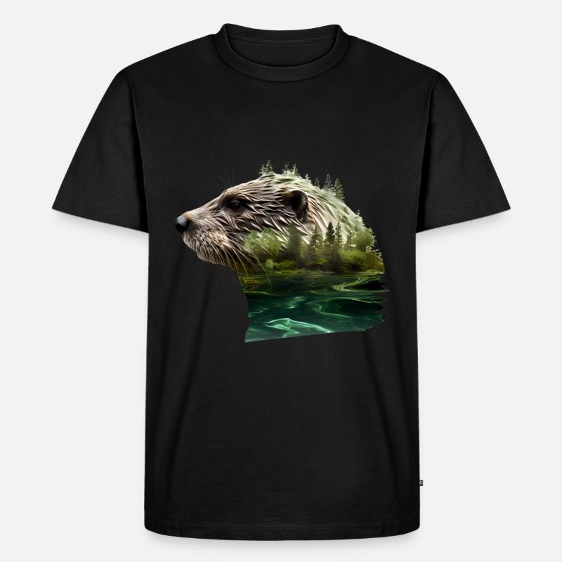 Otter - Männer Premium Bio T-Shirt - Schwarz