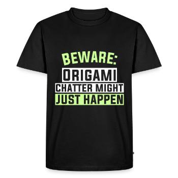 Attention: le bavardage d’origami pourrait bien arriver - T-shirt Premium bio Homme - noir - Devant - Nico (187cm)