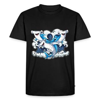 Ocean Animal Shark Gift Cute Hammerhead Shark - Men's Premium Organic T-Shirt - black - Front - Nico (187cm)