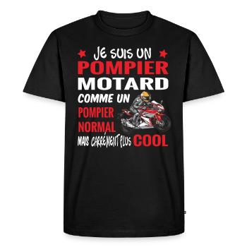 Pompier motard cool. Passion moto armée cadeau - T-shirt Premium bio Homme - noir - Devant - Nico (187cm)