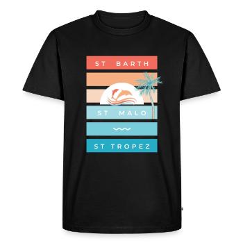 ST-BART , ST-MALO, ST-TROPEZ - Men's Premium Organic T-Shirt - black - Front - Nico (187cm)