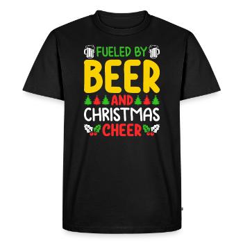 Fueled By Beer And Christmas Cheer - Men's Premium Organic T-Shirt - black - Front - Nico (187cm)
