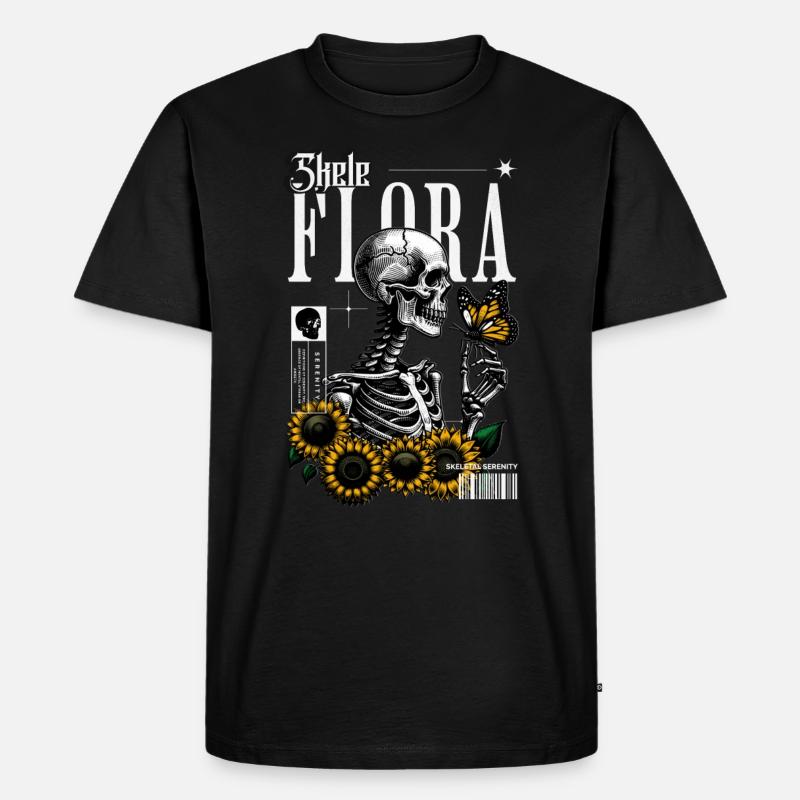 Skele Flora - Männer Premium Bio T-Shirt - Schwarz