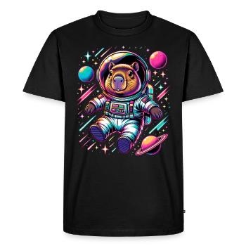 Capybaras Cute Capybara Astronaut - Men's Premium Organic T-Shirt - black - Front - Nico (187cm)