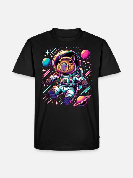 Capybaras Cute Capybara Astronaut - Men's Premium Organic T-Shirt - black