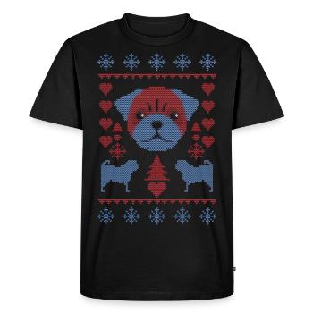Mops Noël dans Strick Optique - T-shirt Premium bio Homme - noir - Devant - Nico (187cm)