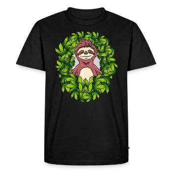 Stoned Sloth | Weed Cannabis THC CBD Ganja - Men's Premium Organic T-Shirt - black - Front - Nico (187cm)