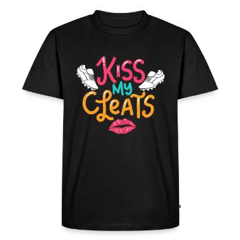 Kiss my Cleats for female footballers - Men's Premium Organic T-Shirt - black - Front - Nico (187cm)