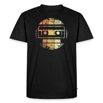 Rétro cassette de musique - T-shirt Premium bio Homme - noir - Devant - Nico (187cm)