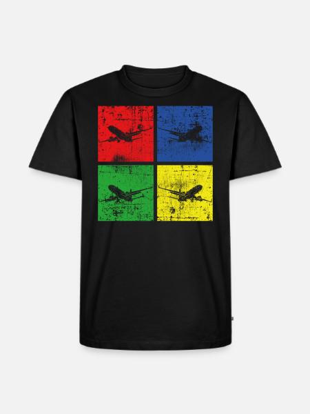 Airplane retro - Men's Premium Organic T-Shirt - black