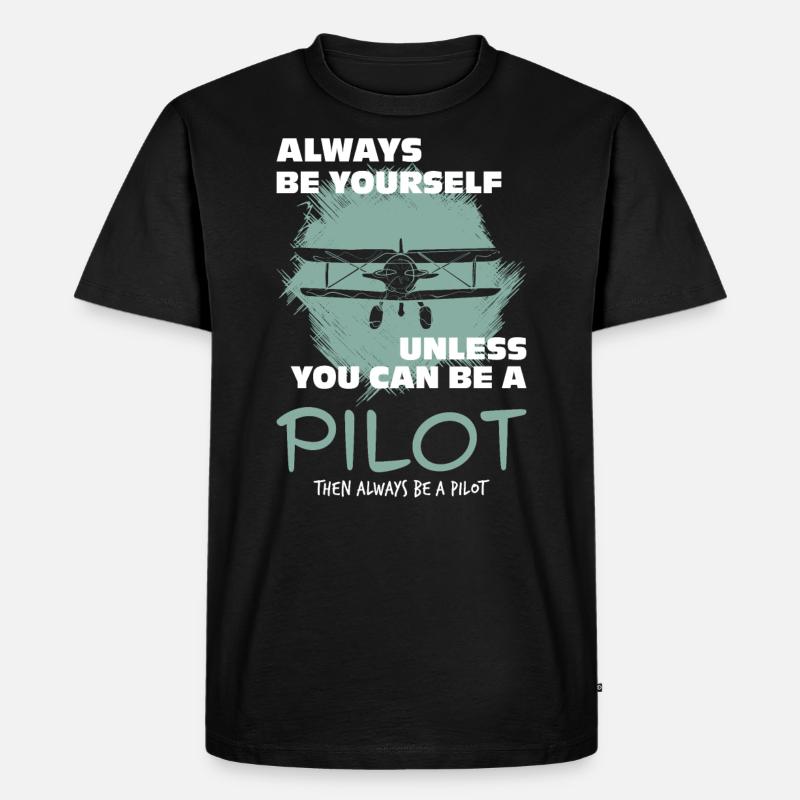 Pilot - Männer Premium Bio T-Shirt - Schwarz