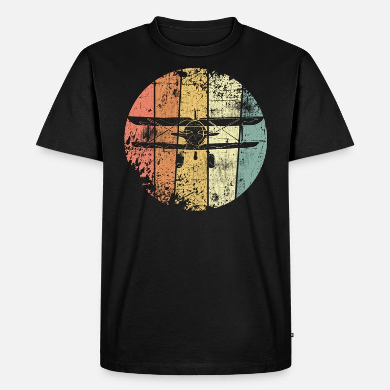 Flugzeug retro - Männer Premium Bio T-Shirt - Schwarz