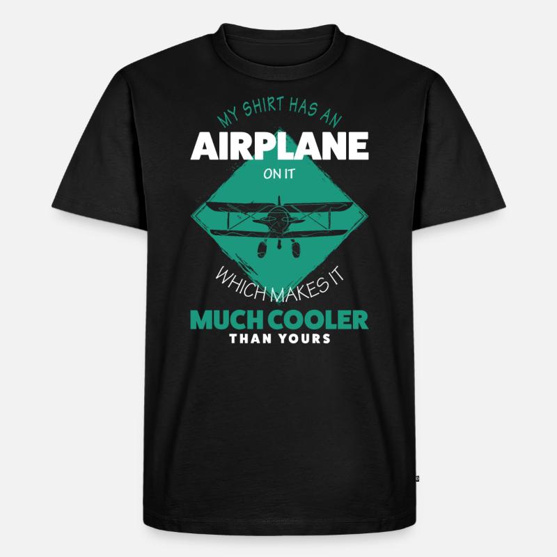 Flugzeug - Männer Premium Bio T-Shirt - Schwarz