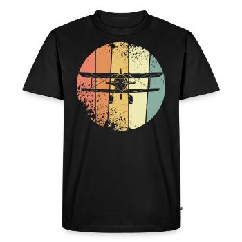 Retro Flugzeug - Männer Premium Bio T-Shirt - Schwarz - Vorne - Nico (187cm)