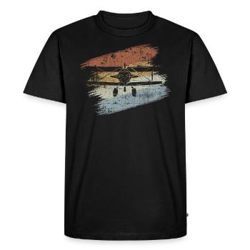 Flugzeug - Männer Premium Bio T-Shirt - Schwarz - Vorne - Nico (187cm)