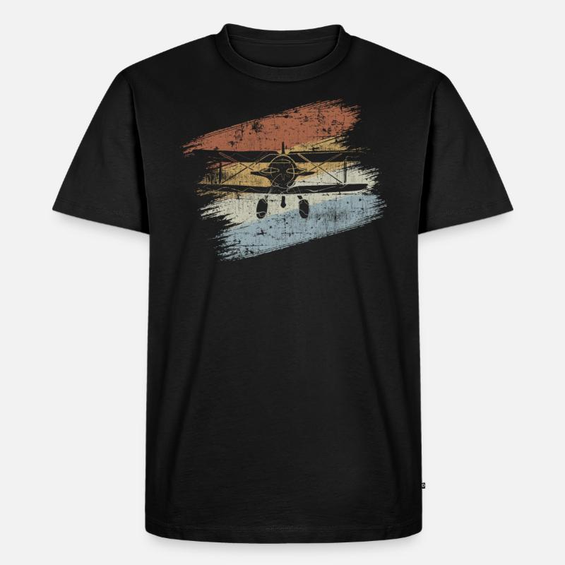 Flugzeug - Männer Premium Bio T-Shirt - Schwarz