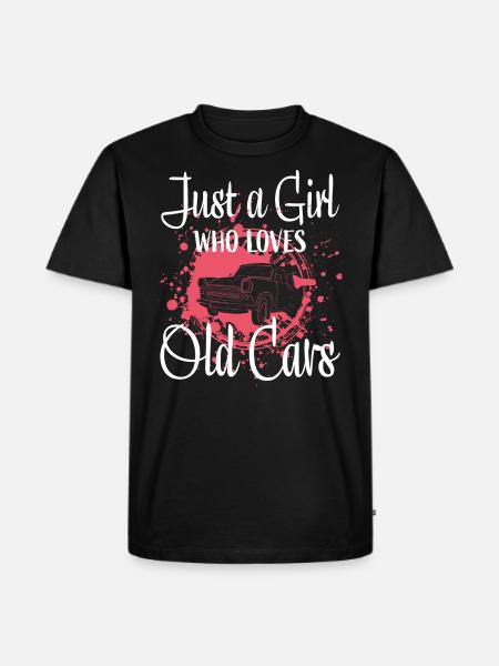Auto Mädchen Oldtimer - Männer Premium Bio T-Shirt - Schwarz
