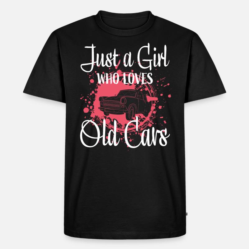 Auto Mädchen Oldtimer - Männer Premium Bio T-Shirt - Schwarz