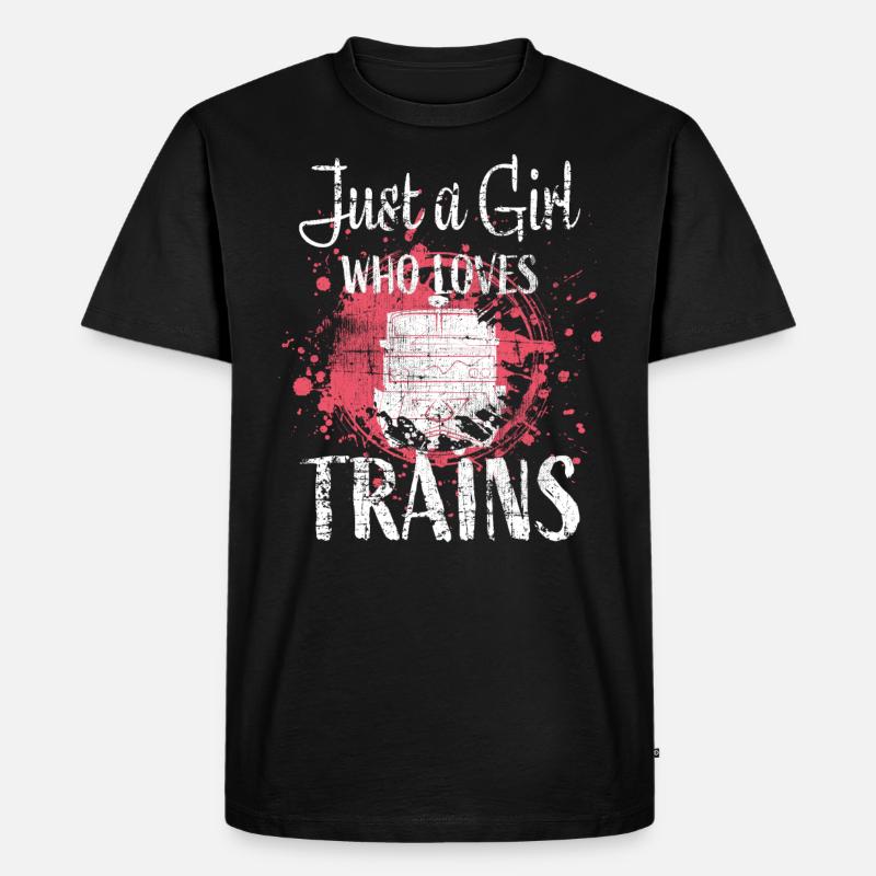 Zug Eisenbahn Mädchen - Männer Premium Bio T-Shirt - Schwarz